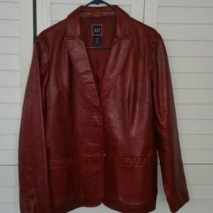 GAP Red-Rich-Leather Jacket